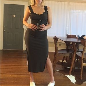 Free people gray ribbed midi dress